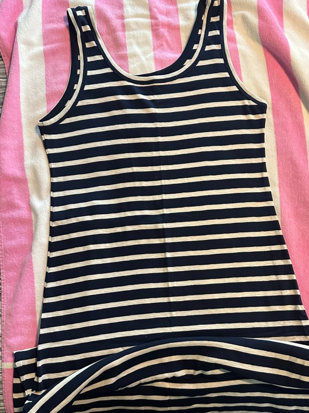 Women Navy & White Striped Tank Dress - Casual Summer
